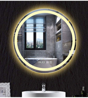 Miroir de salle de bain rond à LED OEM ODM avec éclairage, anti-buée, intensité réglable, 3 couleurs d'éclairage, miroir mural pour salle de bain, vente en gros d'usine