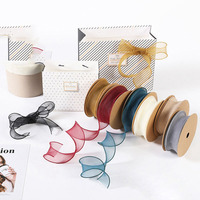 Ruban de fleurs en Organza uni, nœud papillon, ruban en mousseline de soie pour emballage cadeau