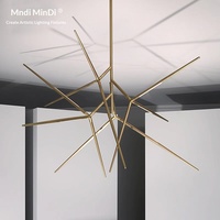 Lustre de restaurant minimaliste postmoderne, personnalisé, créatif, en métal, en forme de branche, finition chromée dorée, lumière LED