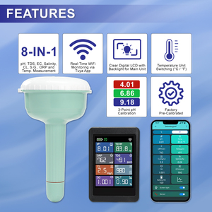 Medidor de Calidad del Agua Inteligente con WiFi, 8 en 1, Digital, para Medir PH, TDS, EC, Cloro, Salinidad, ORP y S.G. Monitor Multiparamétrico de Temperatura - Product Image 2