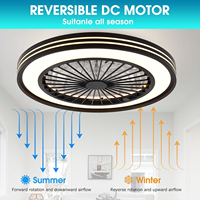 Lampu Kipas Plafon Kamar Tidur Modern Elegan 6-Kecepatan 8 Bilah Motor DC LED Dapat Diredupkan Remote Control Profil Rendah Senyap
