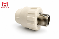 Sambungan Ulir Pria PPR, Adaptor Hot Fusion yang Dapat Diubah Menjadi Ulir Pria 1/2" untuk Air Panas & Dingin