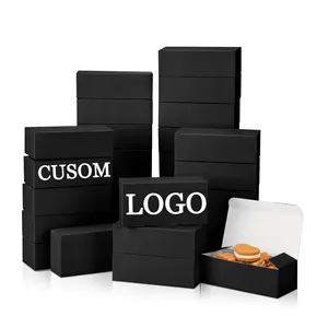 Rectangular Black Container Cardboard Packaging Custom Biscuits Cheese Bread Chips Macarons Potato Chip Box