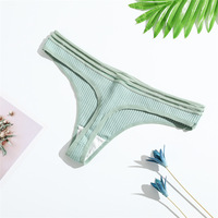 String en Coton pour Femme Culotte Sexy Côtelée Sous-vêtement Féminin Couleur Unie Lingerie Taille Basse