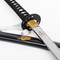 Réplique de film artisanale Kill Bill, épée de présentation avec fourreau noir et motif démoniaque gravé, vente en gros