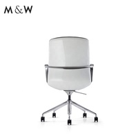 M & W Chaise de bureau ergonomique et pivotante en cuir pour réception de direction, moderne et inclinable, blanche