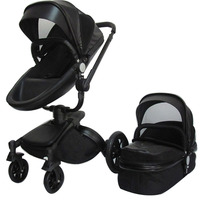 Poussette bébé multifonction 3-en-1 en tissu et cuir PU, nacelle, siège auto pour nourrisson, roues amortissantes, pliable