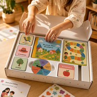 Jeu de société éducatif bilingue allemand Yimi avec cartes flash, jouet en peluche rotatif et cartes en carton pour l'apprentissage des langues française, hébreuse et portugaise