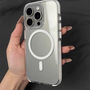 Hot Selling Shockproof Transparent clear Tpu with <b>Pc</b> Anti Yellow Magnetic Back Cover for iphone 16 Pro Mobile Phone case - Product Image 2