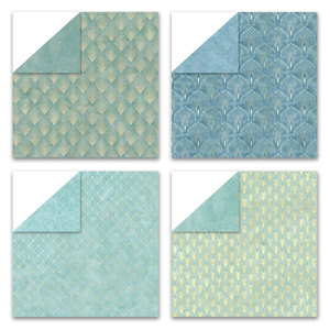 12x12 pollici Color verde acqua e oro tono damasco 48 modelli Double face <span class=keywords><strong>carta</strong></span> con motivi sccoupage Scrapbooking - Product Image 2