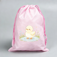 Sac de rangement souple non tissé à cordon, motif dessin animé simple, recyclable, unisexe, personnalisable pour produits de soin, baskets, gadgets de plage