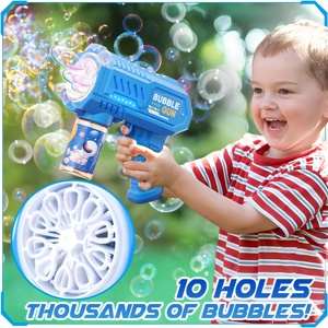 Bán buôn Quà tặng khuyến mãi trẻ em Súng Bong Bóng đồ chơi không gian xà phòng bong bóng súng máy pin hoạt động Blower đồ chơi với ánh sáng - Product Image 2