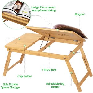 Bureau en bambou pour ordinateur <span class=keywords><strong>portable</strong></span>, Table pliante en bois pour ordinateur <span class=keywords><strong>portable</strong></span>, tablette <span class=keywords><strong>PC</strong></span>, support de lit, <span class=keywords><strong>plateau</strong></span> - Product Image 2