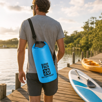 Sac à dos étanche pliable en PVC personnalisé en usine, 20L, léger, flottant, pour la plage, la natation, le canyoning, les courts séjours