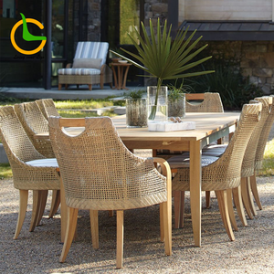 Meubles de jardin, table et chaises de salle à manger d'extérieur, ensemble table et chaises, patio, cadre en teck, table en bois, <span class=keywords><strong>camping</strong></span> - Product Image 1