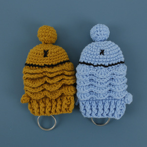 Nouvelle pochette à clés en laine crochetée style poisson, jolie housse <span class=keywords><strong>de</strong></span> protection tricotée, sac pour femme fini à la main - Product Image 3