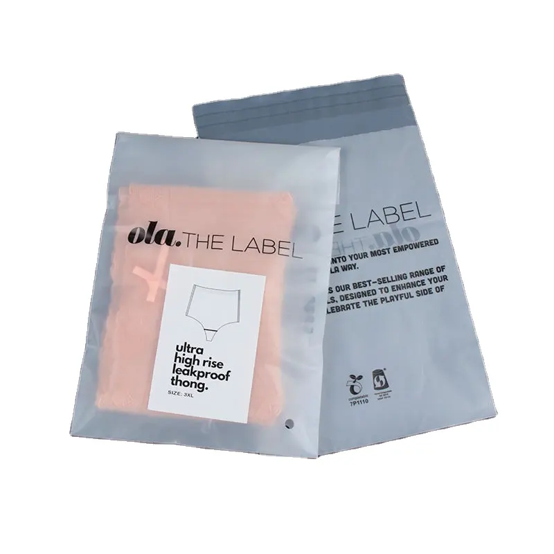 Sac auto-adhésif personnalisé entièrement dégradable PBAT + PLA sac d'emballage de vêtement translucide entièrement biodégradable sac en plastique dégradable