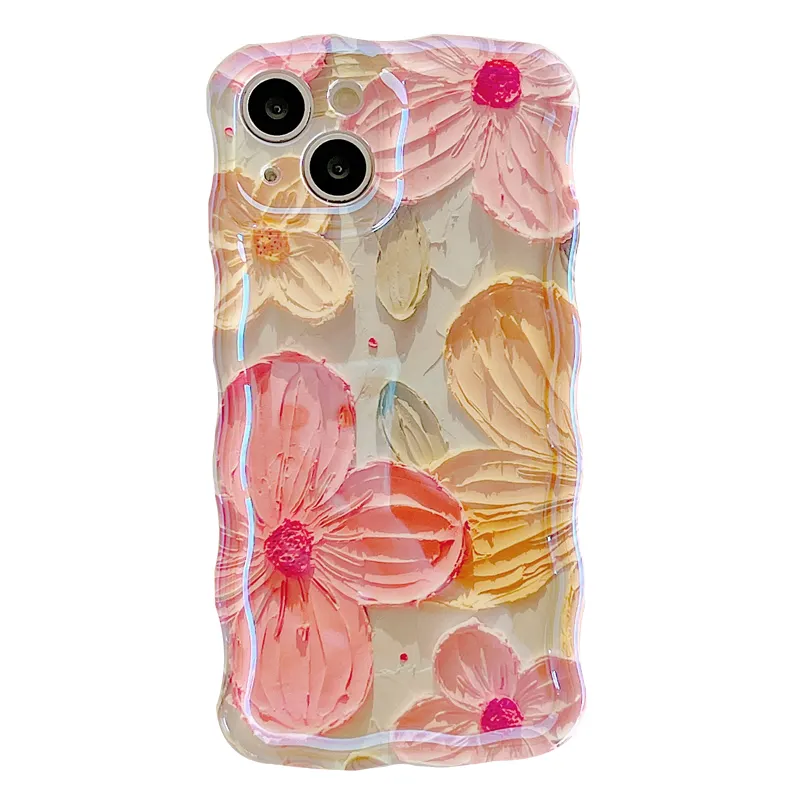 Oil painting flower fashion luxury advanced sense protective case for iPhone14 13 12 11 silicone anti-drop phone case