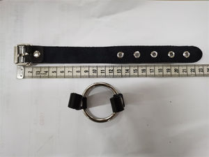 Bracciali in <span class=keywords><strong>pelle</strong></span> nera con anello/polsini unisex con o ring per uomo e donna/polsino in <span class=keywords><strong>pelle</strong></span> - Product Image 4