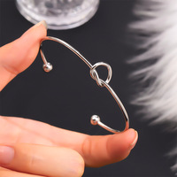 Bracelet manchette en acier inoxydable 316, cœur noué ouvert, style occidental, tendance, plaqué or 18 carats, cadeau pour femme