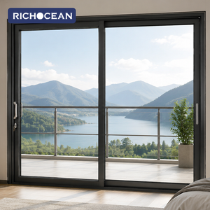 Puertas Corredizas de Aluminio con Doble Vidrio Templado Personalizadas RICHOCEAN, Resistentes <span class=keywords><strong>a</strong></span> Impactos de Huracanes, para Patios de Casas - Product Image 2
