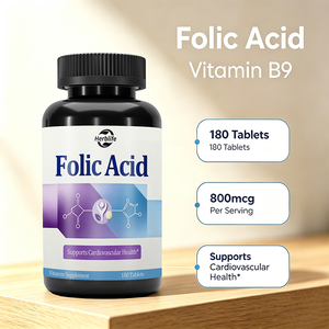Comprimés d'acide folique (vitamine B9) en marque blanche OEM/ODM, supplément d'acide folique 800 mcg favorisant la santé cardiovasculaire - Product Image 3