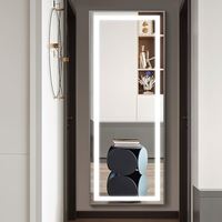 Miroir mural LED rectangulaire pleine longueur Art Déco personnalisé avec éclairage écologique alimenté par prise pour la décoration intérieure et les cosmétiques