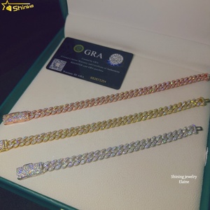 Joyería de Moda de Lujo, Plata de Ley 925, Estilo Hip Hop, Brazalete de Moissanita Vvs de 8 mm, Joyería Fina, Cadena Cubana, Brazalete de Moissanita - Product Image 3