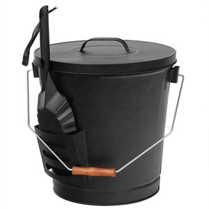 Grand seau à charbon en métal galvanisé avec couvercle et <span class=keywords><strong>pelle</strong></span> pour poêle à <span class=keywords><strong>bois</strong></span> Cendres Foyer à charbon - Product Image 1