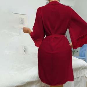 Sfy-y5052 Bata de dormir sexy sin costuras de gasa y encaje para mujer, al por mayor, cárdigan para el hogar, camisón con logo en la cintura, tentación sensual - Product Image 4