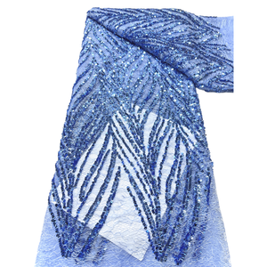 Tela de Encaje Francés de Lujo NI.AI Aso Ebi con Lentejuelas Bordadas, Tela de Encaje Decorativa con Lentejuelas para Bodas - Product Image 1