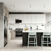 Armoires de cuisine modernes abordables, armoires de cuisine en bois massif, armoires de cuisine sur mesure en PVC blanc brillant, armoires de cuisine modulaires