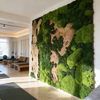Mur végétal personnalisé en bois d'olivier avec mousse préservée, écologique, insonorisant, design biophilique pour hall d'entreprise, bureau, marque Moss