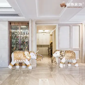 Artesanato de luxo de tamanho diferentes, escultura de animal de fibra de vidro de elefante thai