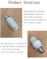 Lámpara Led E17 Base de tornillo 3W 4W Mini bombilla Led Bombillas de maíz de ahorro de energía Led para sótano de área de almacén.