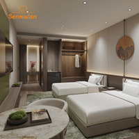 Ensemble de meubles de chambre d'hôtel de luxe 5 étoiles, style moderne, bois massif et MDF, finition chêne écologique résistante à l'eau