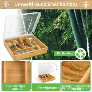 Cross-border bamboo <b>kitchen</b> tableware <b>storage</b> <b>box</b> with knife, fork, and chopstick organizer; wooden <b>kitchen</b> cabinet tableware - Product Image 2