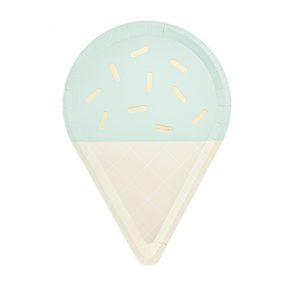 Assiettes, serviettes et gobelets jetables en papier DAMAI Pastel Macaron en forme de crème glacée, décorations de table pour fête d'anniversaire d'été avec paillettes dorées - Product Image 5