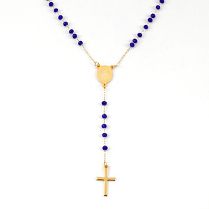 Artículos de joyería religiosa de acero inoxidable, cadena de la Virgen María católica, Rosario de cuentas de cristal de 3,5mm y 6mm, collares para hombres y mujeres - Product Image 2