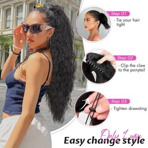 Long moelleux rouleau de maïs griffe queue de cheval usure quotidienne vague d'eau cheveux synthétiques pour les femmes ongles bouclés Type pré-collé - Product Image 4