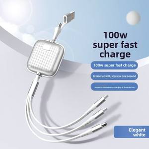 Câble de <span class=keywords><strong>charge</strong></span> USB rétractable 5 en 1 personnalisé avec logo imprimé, 100W, bidirectionnel, télescopique 1,2m, <span class=keywords><strong>charge</strong></span> <span class=keywords><strong>rapide</strong></span> 5A pour imprimantes, fabriqué en TPE - Product Image 2