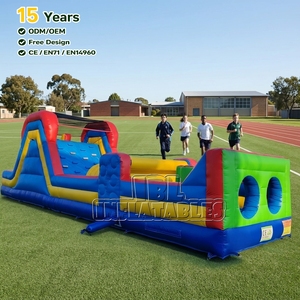 Pista de Obstáculos Inflable de PVC de 0.55mm de Alta Resistencia con Tobogán, Muro de Escalada y Carrera de Desafío Extremo para Alquiler en Fiestas al Aire Libre - Product Image 1