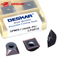 Pour tour DESKAR SPMX110408-PG LF6018 avec lames en alliage dur chanfreinées en acier inoxydable et revêtement CVD, personnalisables OEM