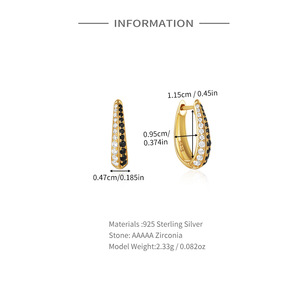 ต่างหูแบบห่วงประดับเพชรสองแถว ดีไซน์เรียบหรู คลาสสิก ทำจากเงินแท้ 925 - Product Image 6