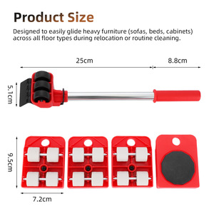 Juego de 5 Herramientas Resistentes para Mover Muebles y Electrodomésticos con Ruedas de Goma para Uso Doméstico - Product Image 1