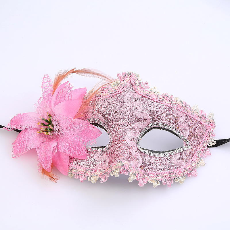 Halloween Makeup Dance Party Dragon Princess Half Face Party Mask Lace Leather Flower Eye Mask