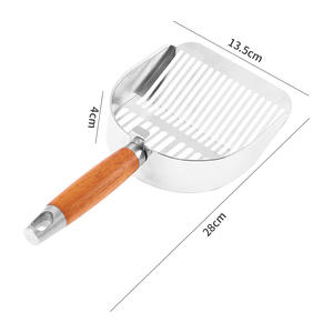 Nouvelle <span class=keywords><strong>pelle</strong></span> à litière <span class=keywords><strong>pour</strong></span> chat en acier inoxydable 304 lavable, bord incliné, 6 mm, grands trous <span class=keywords><strong>pour</strong></span> granulés de pin, tofu et litière de caille - Product Image 3