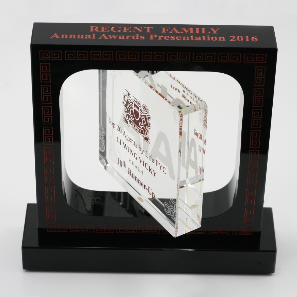 High-End Rotatable Crystal Trophy Award | Clear Square Crystal with Photo &amp; Laser Engraving | Luxury Corporate Recognition Award | Personalized Business Gift