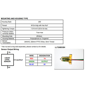Sensor de Nivel de Líquido SST LLT200D3SH, Fotoeléctrico, Punto Único, Salida TTL, Grado Industrial - Product Image 2