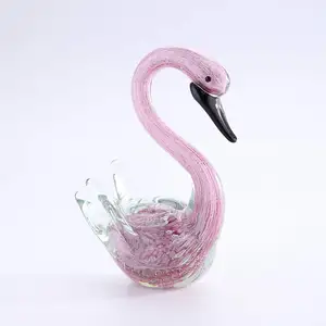 Home Glass Crystal Swan Figurines Handmade Art Collectibles Home Decorative Ornaments Valentine's Day Gift